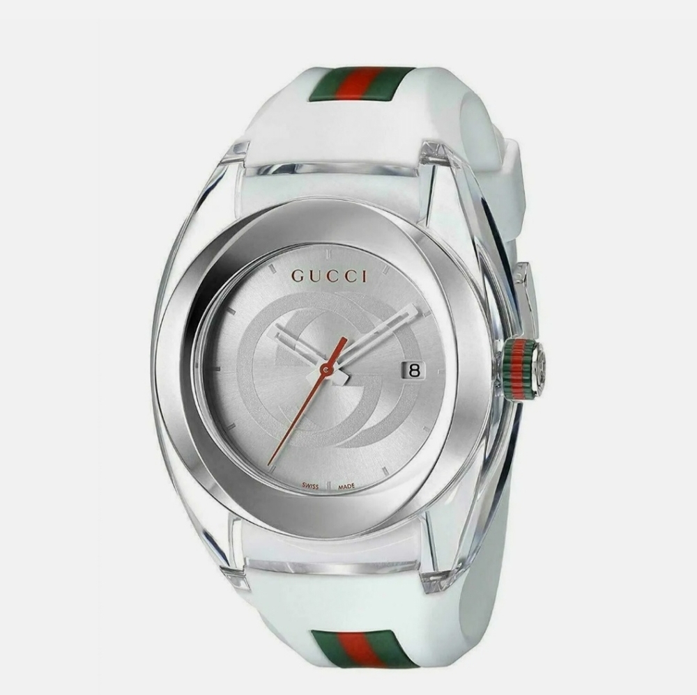 Gucci 42MM Men's White Stainless Steel Watch YA137102 (100% authentic)